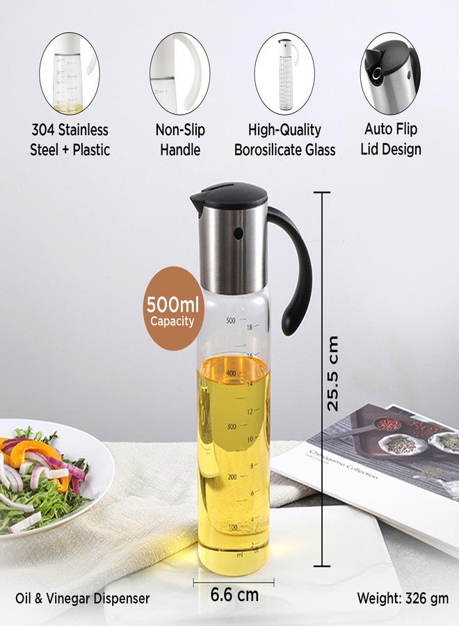 The Better Home موزع زيت زجاجي من ذا بيتر هوم سعة 500 مل | زجاجة من زجاج البوروسيليكات مع صنبور من الفولاذ المقاوم للصدأ | مانع للتسرب، سهل الإمساك | لزيوت الطبخ والخل - Image 3